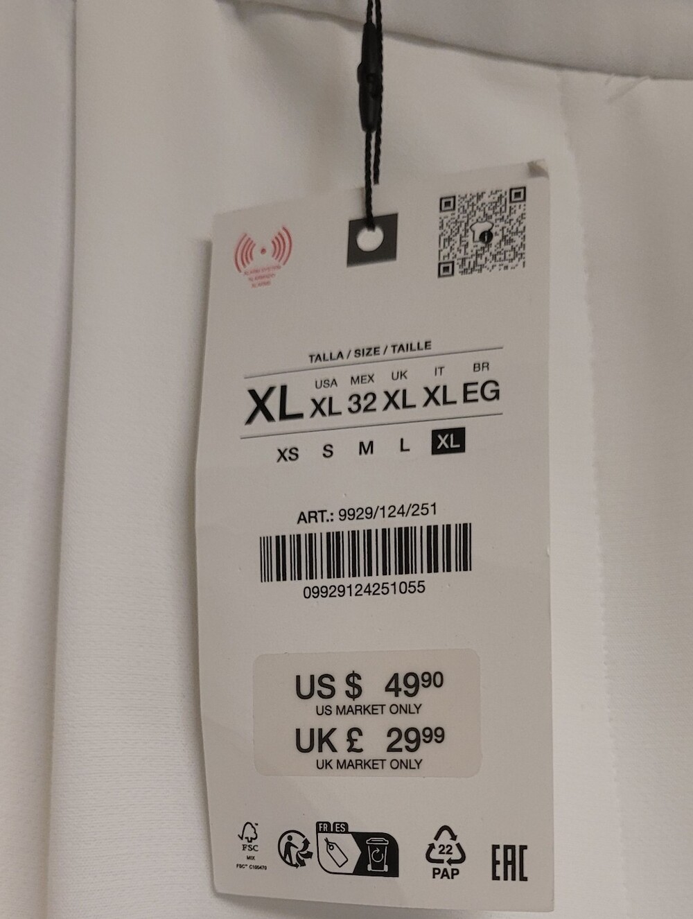 NWT Zara High Waist Wide LegPants in Oyster White XL - Picture 4 of 9